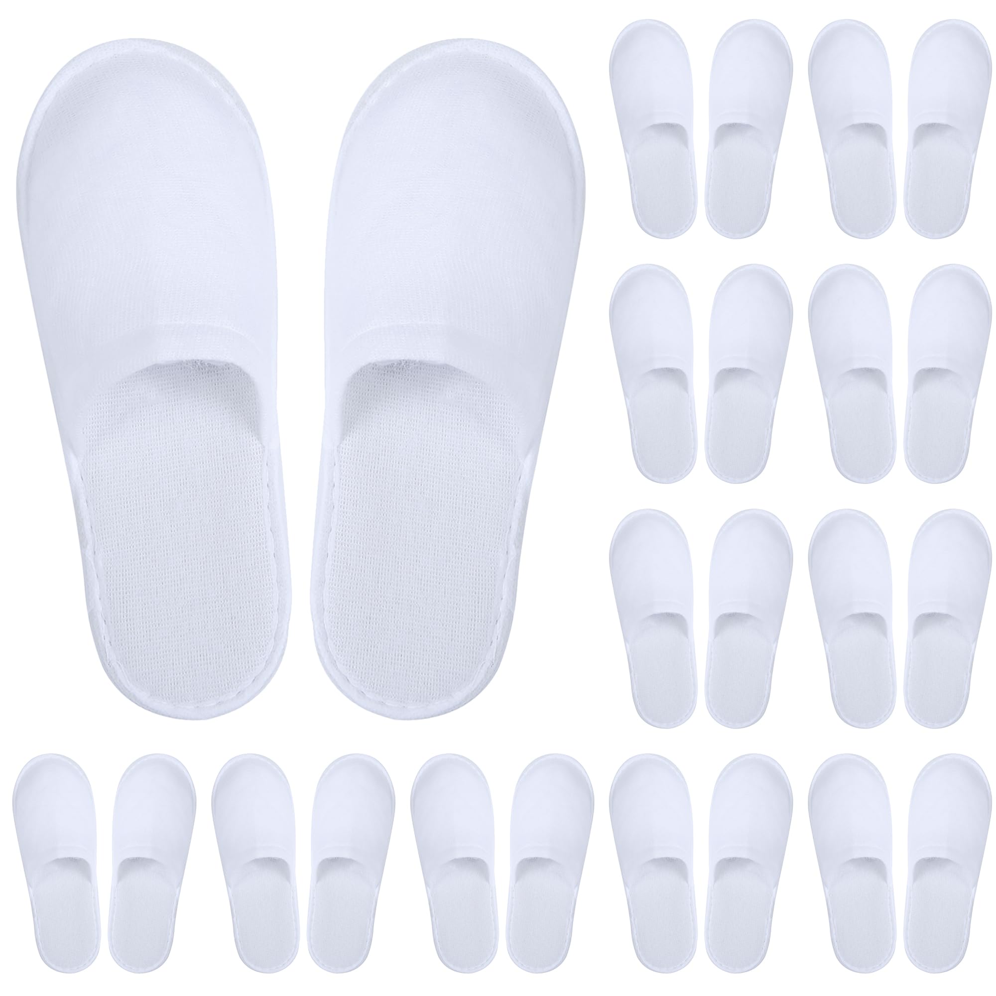 Aneco 12 Pairs Disposable Spa Slippers Fluffy Closed Toe Spa Slippers for Hotel, Home, Guest Use, Fits up to Most Men or Women, White, 2 UK