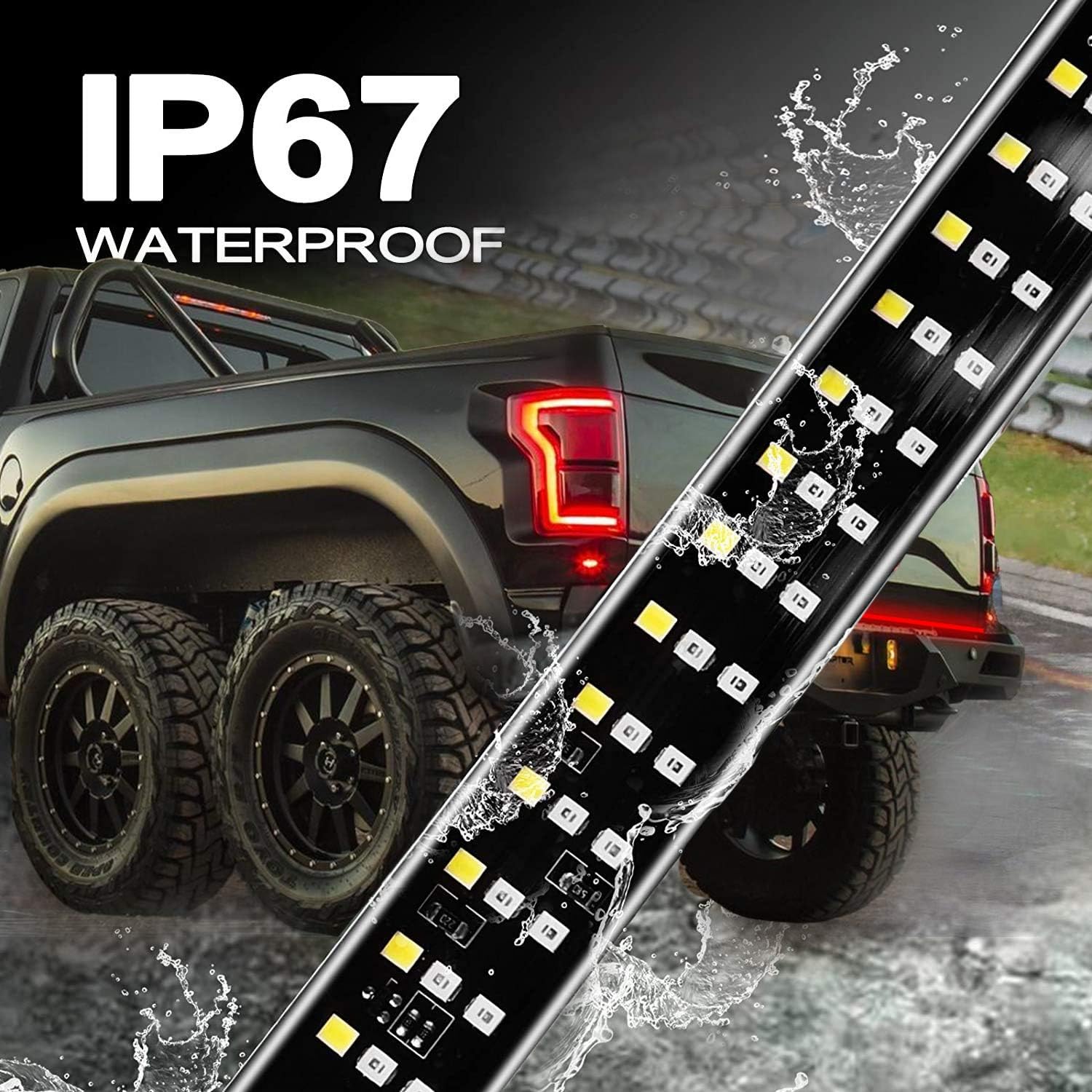 Truck Tailgate light Bar Triple Row,60 Inch Tailgate Light Strip，IP67 Waterproof 432 LED Light Strip for SUV,RV,VAN,etc,Standard 4-pin Flat Connector,Easy Installation: Automotive