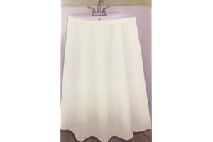 HOME SELECTION Better Home Textured Microfiber Sink Skirt, Luxurious Fabric Bathroom Vanity Cover, (White)
