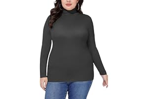 COOTRY Women’s Plus Size Turtleneck Mock Neck Tops Long Sleeve Lightweight Slim Fitted Base Layer Shirts