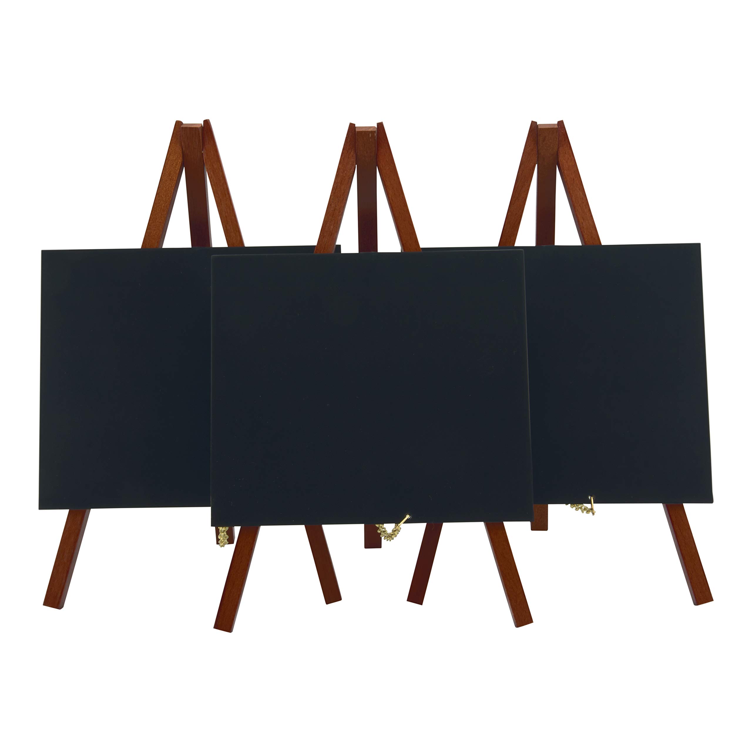 Securit Mini easel table chalkboard - Wood with lacquered mahogany finish - set of 3, 4 x 21.5 x 36 cm