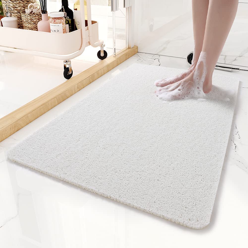 MTWSJIA Shower Mat for Inside Shower, 45x75cm Loofah Bath Mat Non Slip Anti Mould Antibacterial Soft PVC Bath Mat for Bathroom Wet Shower Areas
