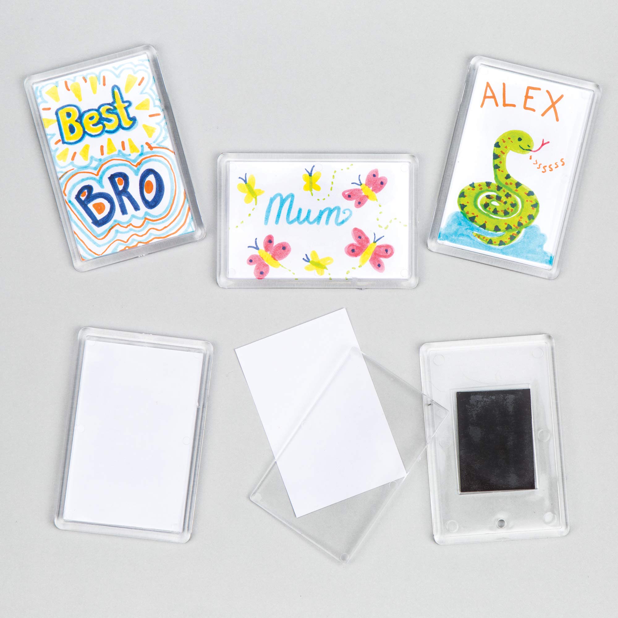 Baker Ross E6826 Make Your Own Magnet Kit— Ideal for Kids to Decorate, Arts and Crafts, Gifts, Keepsakes and More (Pack of 6), White, 6 Pack