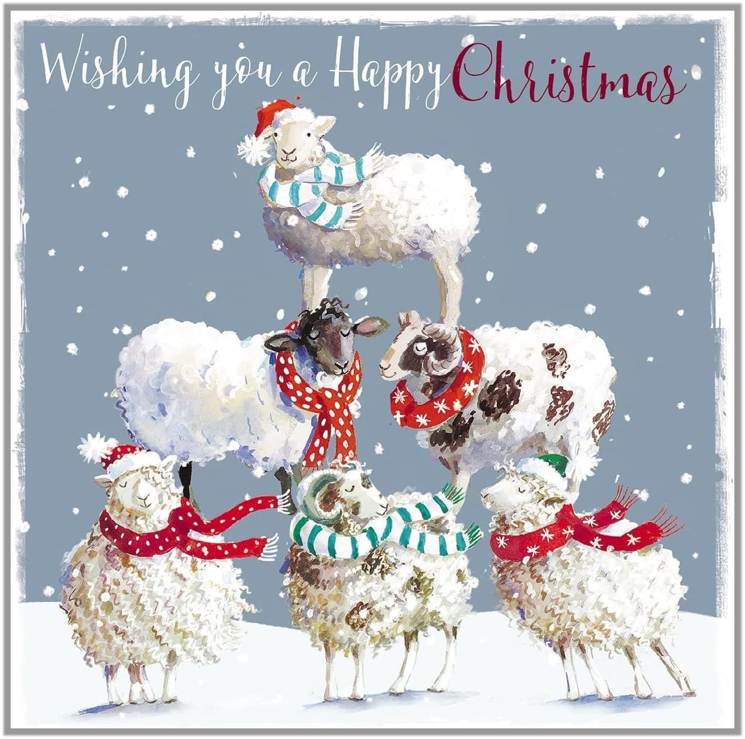 GBCC Charity Christmas Cards Pack of 6 - Charity Christmas Cards with a Festive Sheep Tower Design - Eco-Friendly Xmas Cards Multipack with Envelopes