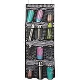 FAJYAZ Water Bottle Organizer over the Door Cup Holder with 12 Large Pockets and Reinforced Bottom Tumbler Organizer Clear Mesh Cup Storage for Kitchen Pantry Cabinet Door Wall 41"×17"