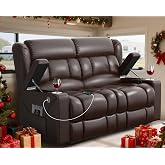 MisUMis RV Loveseat Recliner Sofa, Wall Hugger Reclining Loveseat RV Couch with USB Ports, Large Pockets, Cup Holders, 150&deg; Adjustable RV Recliners Furniture for Travel Trailers &amp; Home Theater Seating