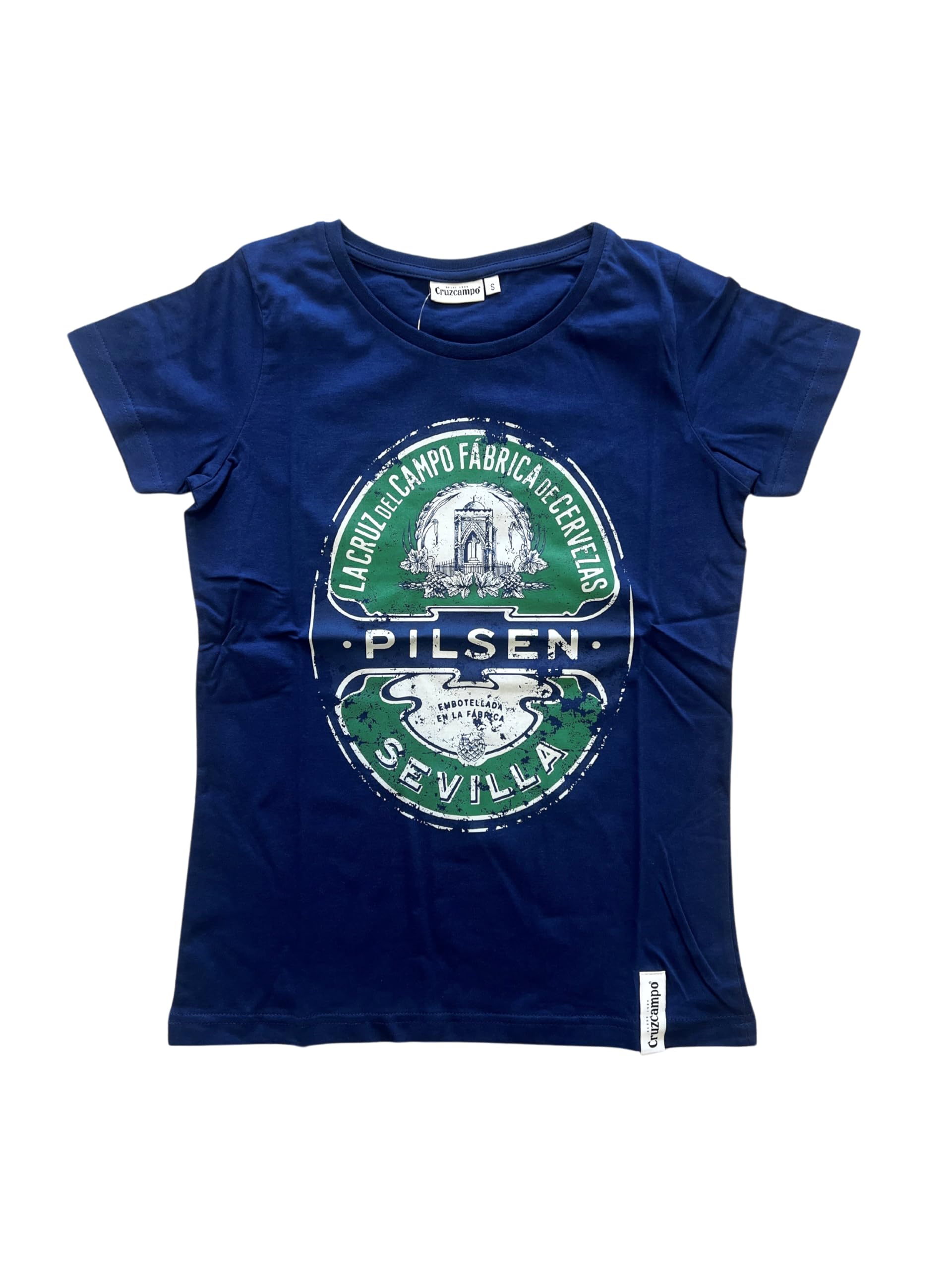Cruzcampo Cruzampo Pilsen Blue Woman T-Shirt, womens, T-Shirt, 0634438240341, azul, XS