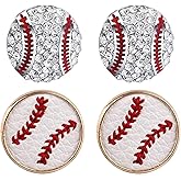 Baseball Earrings for Women Leather Softball Earrings Baseball Stud Earrings for Women Baseball Mom Earrings Baseball Jewelry for Sport Ball Fans Player Accessories