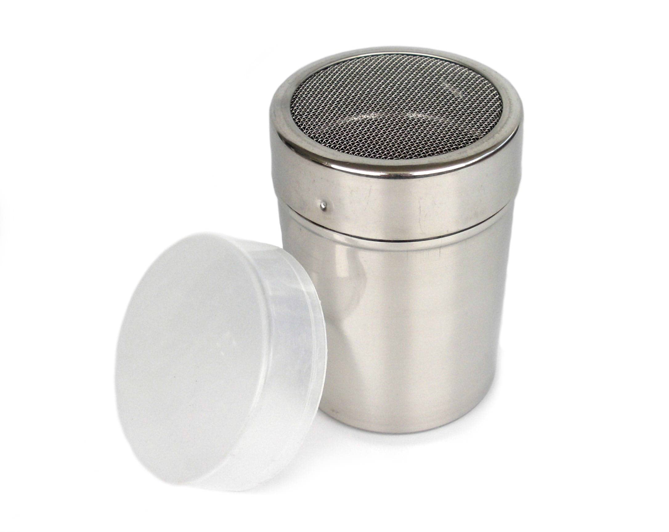 Tredoni 350ml Stainless Steel Powder Duster Dispenser+Lid, Smart Cap-Lock, Icing Sugar/Flour/Cinnamon/Cocoa Duster Dredger Shaker