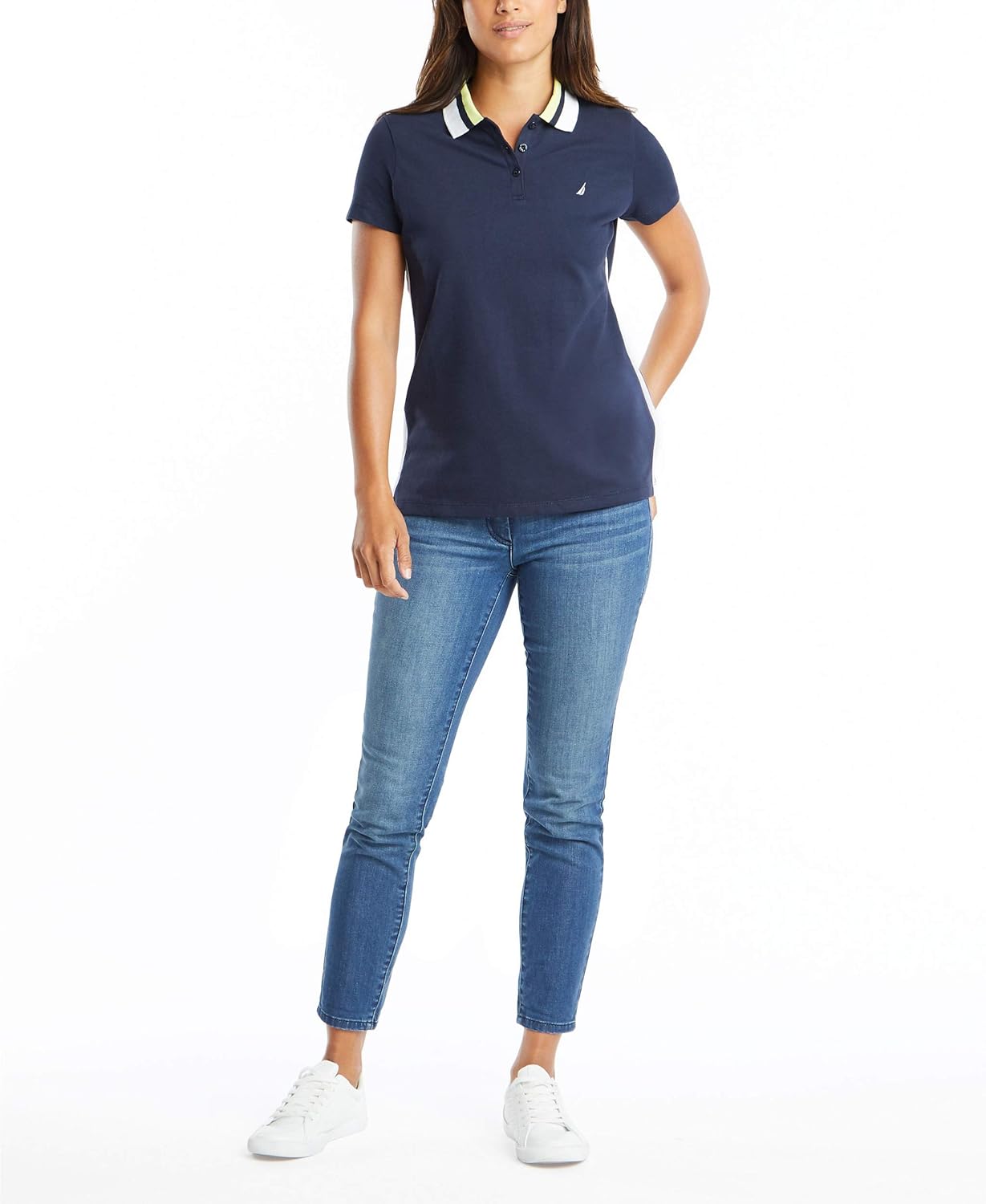 Nautica Women's Stretch Cotton Polo Shirt at  Women’s Clothing store