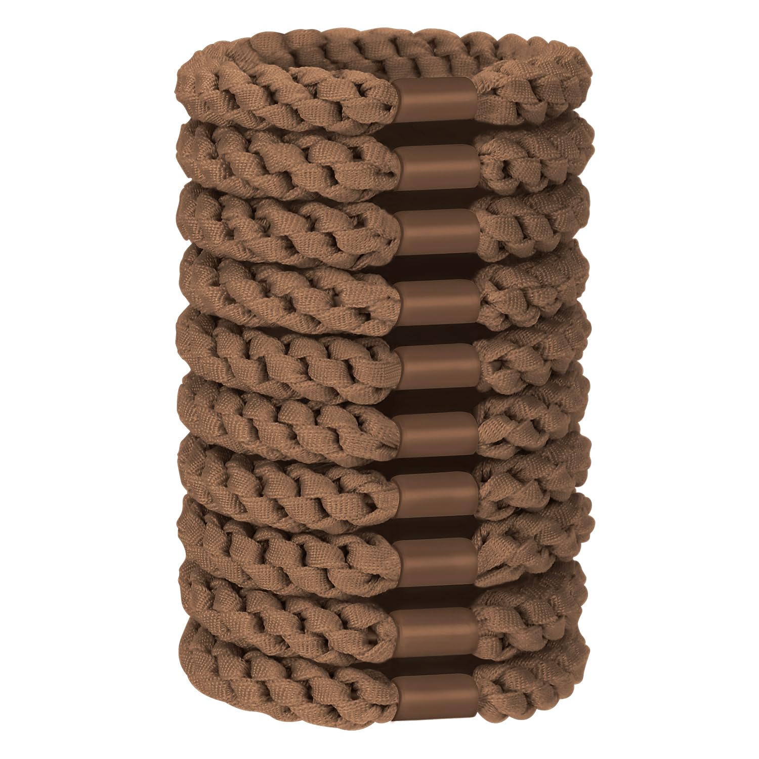 JessLab Hair Ties Set, 10 Pcs Soft Elastic Cords for Women No Damage Ponytail Holders Stretchy Bands Headband Accessory for Girls Ladies, Brown