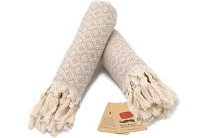 Bazaar Anatolia Turkish Hand Towels with Hanging Loop Set of 2 Decorative Towels for Bathroom 100% Cotton Boho Farmhouse Decor Kitchen Bath 39x19 with Fringe Ethnic- Beige