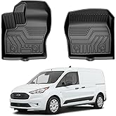 T TGBROS Floor Mats Custom Fit for 2014-2021 Ford Transit Connect Accessories All Weather Protection TPE Front Row Seat Floor Liners Set Non-Slip Black-2PCS