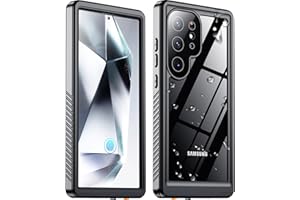 Justcool Designed for Samsung Galaxy S24 Ultra Case Waterproof, Built-in Screen Protector Full Protection Heavy Duty Shockproof Anti-Scratched Rugged Case for Galaxy S24 Ultra 6.8'' (Black/Clear)