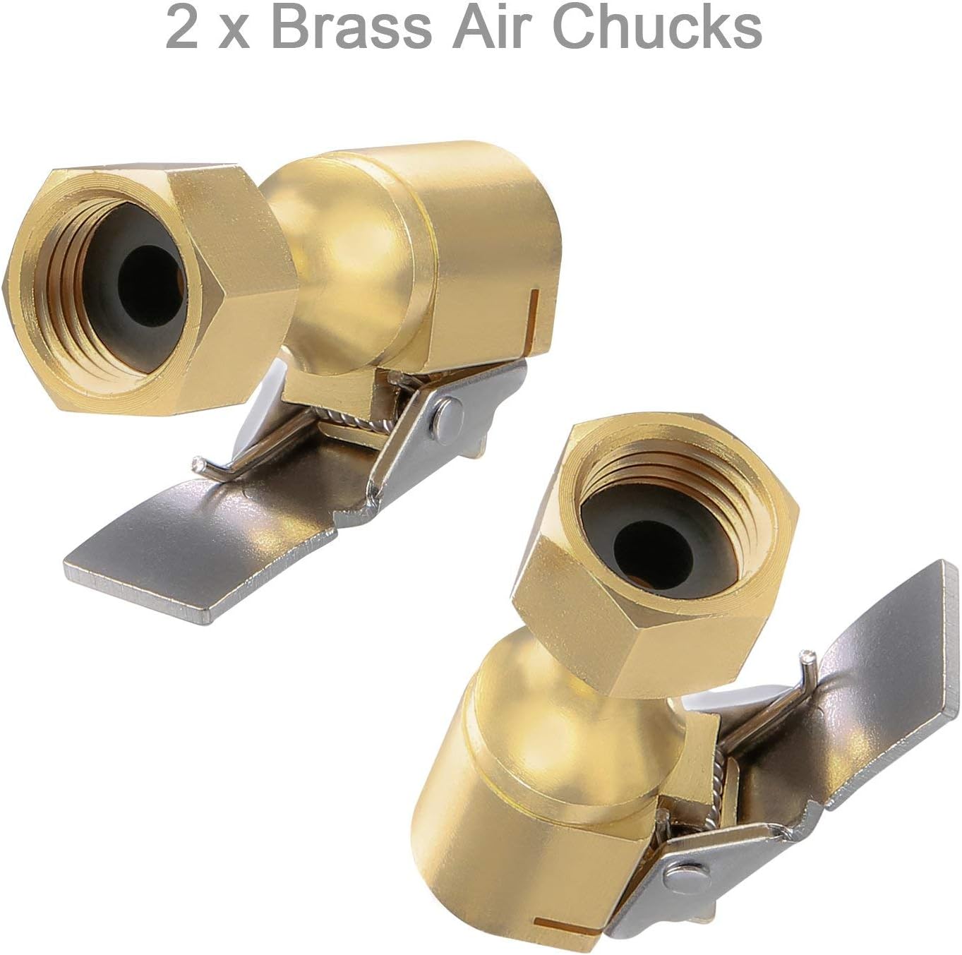 AstroAI Air Chuck, Heavy Duty Closed Flow Lock On Tire Chuck with Clip for Inflator Gauge Compressor Accessories, Yellow: Automotive