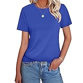 GKBK Womens Short Sleeve Cotton Shirts Crewneck Summer Tops Casual Cute Basic Tee Tshirt Spring Clothes Outfits Trendy