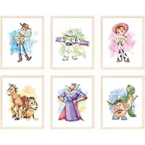 Nistio® Toy Story Wall Art Decor - Watercolor Prints Set of 6