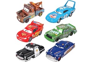 CEEKDIE 6 PCS Toys Car 2 3 Mater Chick Hicks The King Doc Hudson Sheriff Diecast Car Toy Set for Boy Kids Gifts