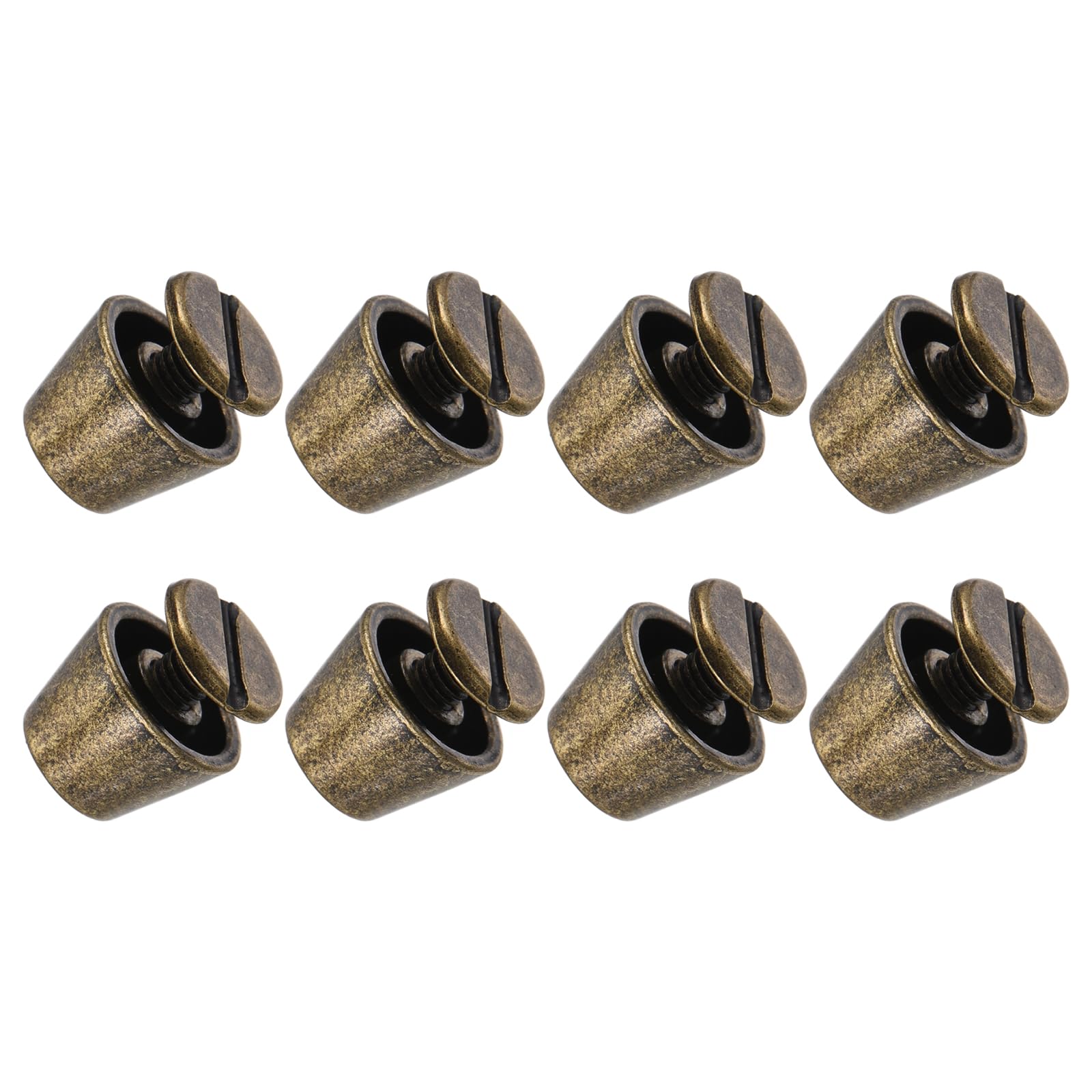 METALLIXITY Screw Back Stud Spike (10x7mm) 8pcs, Flat Head Stud Rivets - for Leather Crafts Purse Bags, Bronze Tone