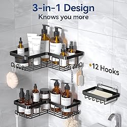 YASONIC Corner Adhesive Shower Caddy, with Soap
