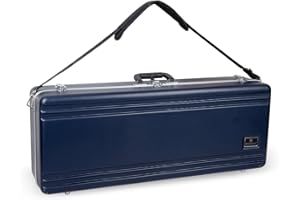 Crossrock Woodwind Case, ABS Hardshell with Single Shoulder Strap, Security Latch, Fits Rectangular Tenor Saxophone, Right-Bl