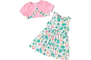 puseky Toddler Baby Girls Dress and Cardigan Set Baby Girl Floral Print Sleeveless Dress and Coat 2Pcs Outfits Set