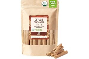 Soeos Ceylon Cinnamon Sticks, 227g (8 oz) - Imported from Sri Lanka, Naturally Sulfur-Free, Ideal for Hot Drink Flavoring/Low