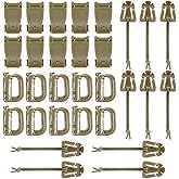 BOOSTEADY 36PCS Attachments for Tactical Backpack Vest Belt,D-Ring Grimloc Locking Gear Clip, Web Dominator Elastic Strings, Strap Management Tool Buckle,Hydration Tube Clips,Key Ring,MOLLE Bag