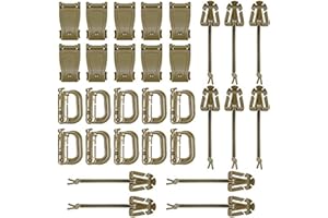 BOOSTEADY 36PCS Attachments for Tactical Backpack Vest Belt,D-Ring Grimloc Locking Gear Clip, Web Dominator Elastic Strings, Strap Management Tool Buckle,Hydration Tube Clips,Key Ring,MOLLE Bag
