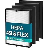 Pulluty 45i Filter Replacement Fit for Alen BreatheSmart 45i / Flex Air Purifier H13 True HEPA Activated Carbon Pre-Filter