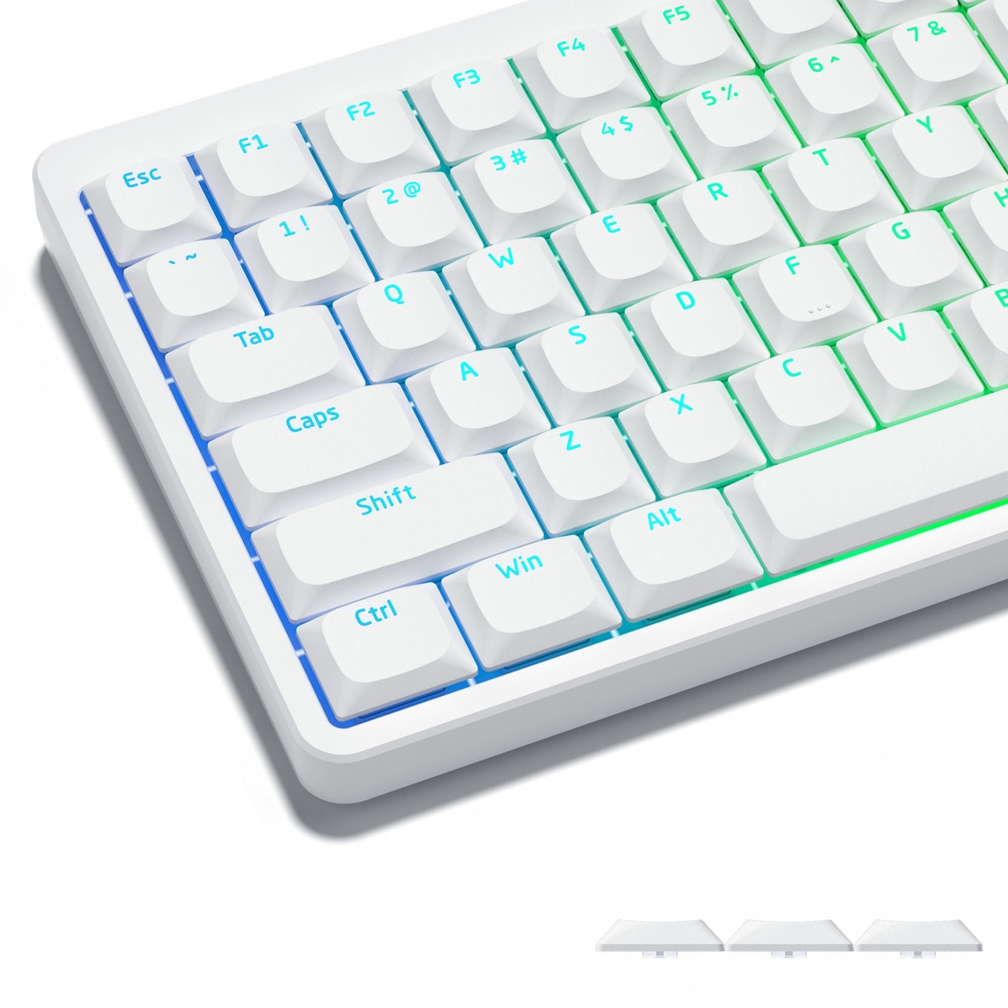 Photo 1 of Womier Keycaps, Low Profile Keycaps, Shine Through Custom PBT Keyboard Key caps for 60% 65% 75% 80% 100% Cherry Gateron MX Switches Mechanical Keyboard,White Backlight