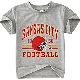 GLIGLITTR Football T-Shirt for Toddler Baby Boy Girl Football Games Outfit Kids Funny Print Summer Short Sleeve Graphic Tees