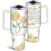 DUUV Daughter Gifts from Mom, Birthday Gifts for Daughter Tumbler 40 Oz with Handle and Straw, To My Daughters Cup Gift for Birthday Thanksgiving Christmas, 1PCS