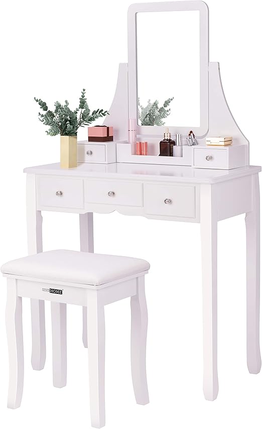 Amazon Com Vivohome Makeup Vanity Set With 5 Drawers And 1