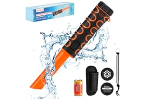 OMMO Metal Detector Pinpointer, IP68 Fully Waterproof Metal Detector for Adults & Kids Up to 50FT Underwater, 3 Modes Handheld Pinpointer Metal Detector with Battery & Holster for Treasure Hunting
