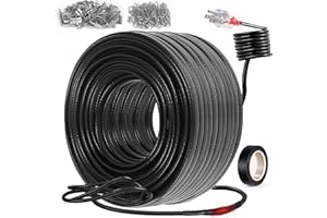 WUFOTY 160FT Heat Tape for Water Pipes,Heating Cable for Pipe Freeze Protection,Water Pipe Insulation/Roof Snow De-Icing, Deicing Heating Cable,Self Regulating Temperature with Mounting Buckle,120V 8W/ft