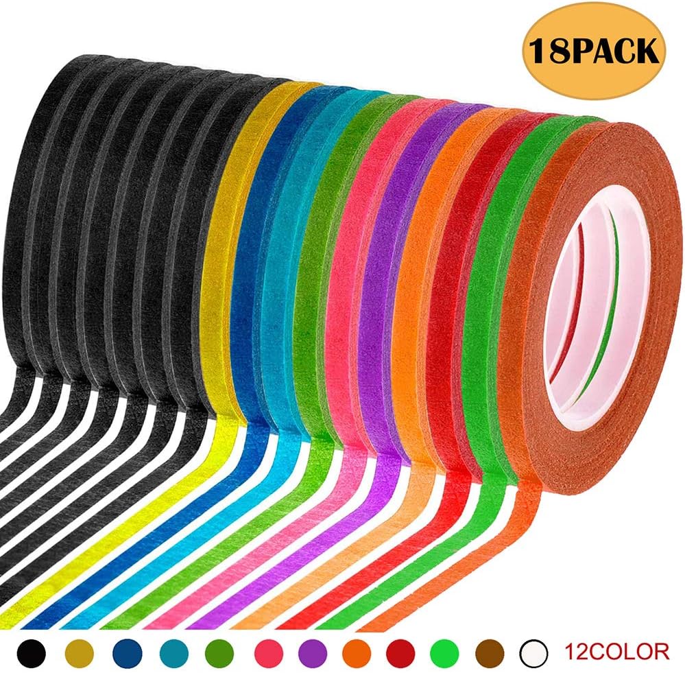 18 Rolls 1/4 Whiteboard Thin Tape Pinstripe Art Tape Dry Erase Board