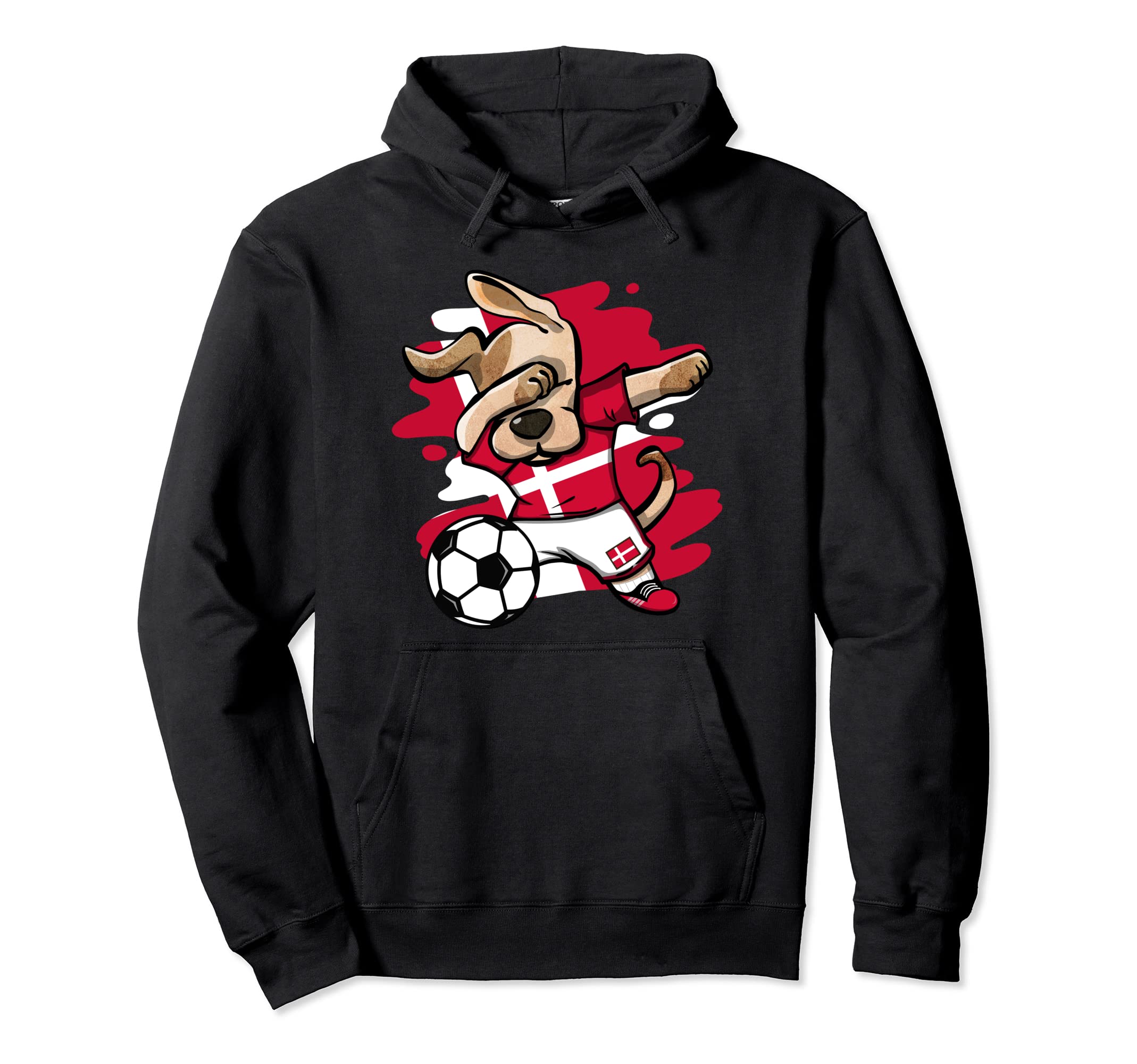 Dabbing Dog Denmark Soccer Fans Jersey Danish Flag Football Pullover Hoodie