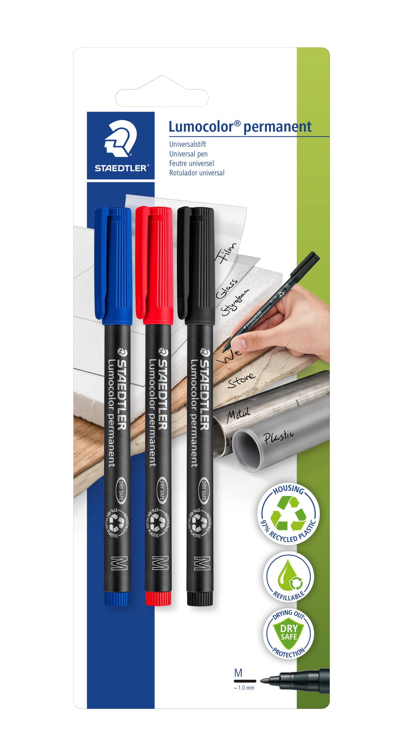 Staedtler 317 BK3D – Overhead Projector Marker Pen Permanent Medium Assorted Blister 3