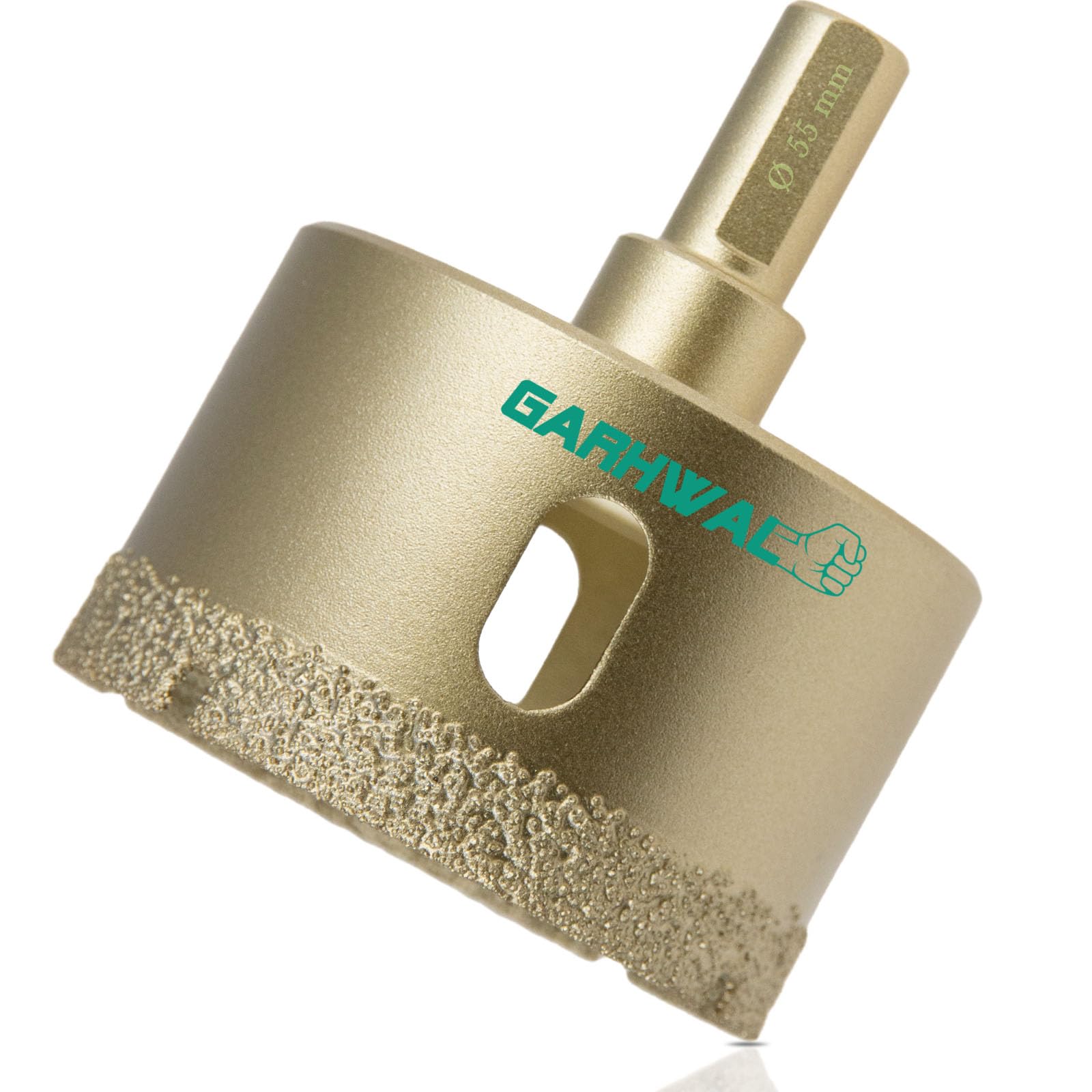 GARHWAL Vacuum Brazed Diamond Hole Saw Core Drill Bit - Ideal Hole Cutter for Tile, Ceramic, Porcelain, Brick, Stone, Glass, and Granite (Diamond Hole Saw Diameter 55mm)