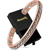 MagnetRX® Copper Magnetic Bracelets – Effective Pure Copper Bracelet for Men and Women – Copper Cuff Adjustable Magnetic Bracelet Bangles (Woven Inlay)