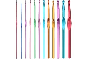 12 Pcs Aluminum Crochet Hooks Set for Knitting Craft Yarn Contribute to Beginners Handles Engraved Number Size 2-8mm