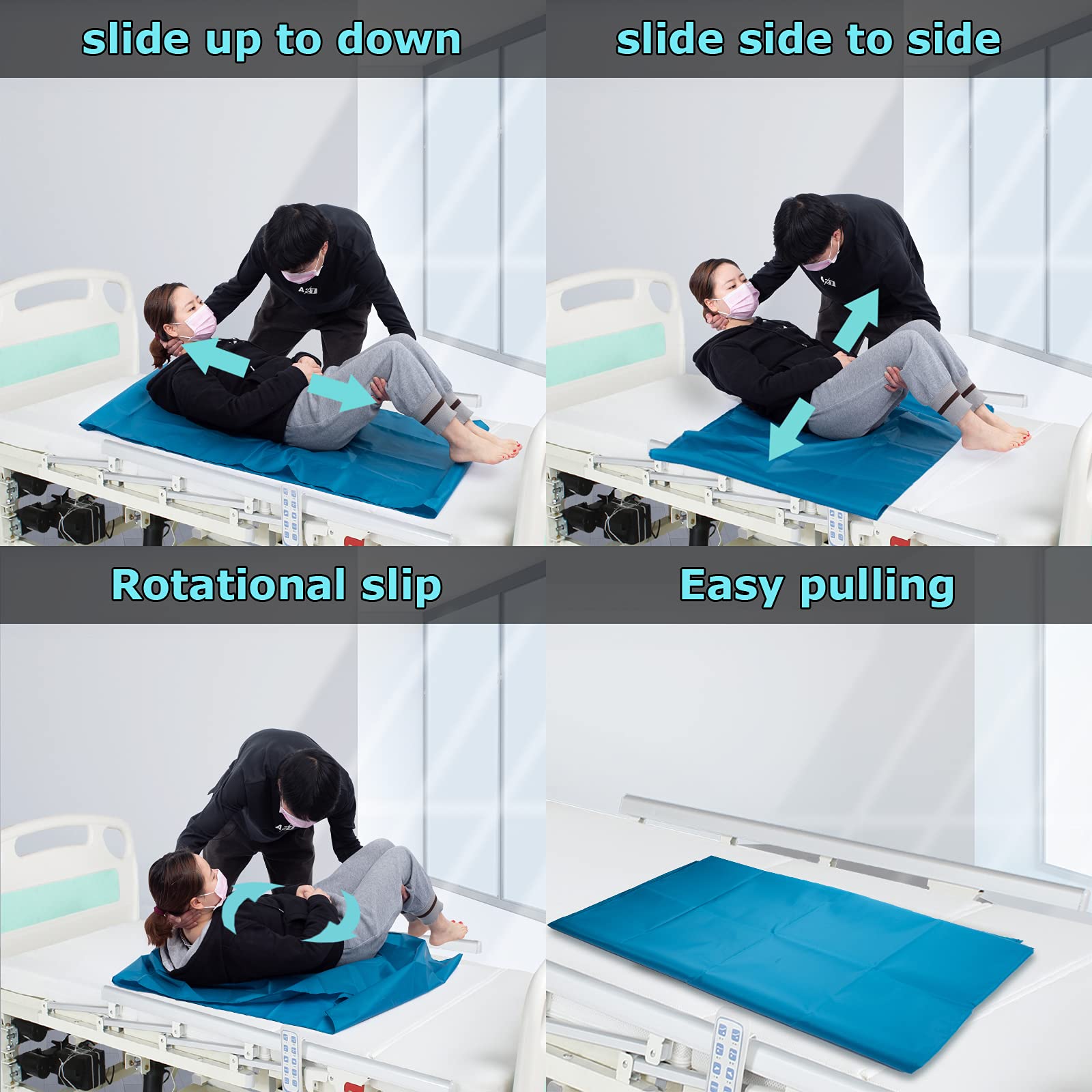 LOSCHEN Tubular Slide Sheet for Elderly Transfer, Sliding Draw Sheets to Assist Moving Elderly - for Cars, Vehicles, Wheelchairs and Bed - Hospitals & Home Care (Lake Blue,28