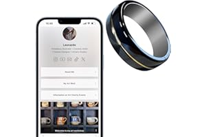 ITAPRING Tungsten Ring Digital Business Card - Waterproof NFC Ring - Social Media Sharing & Instant Contact - Tap to Share NFC - iOS and Android(Gold-#7)