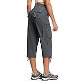 ISEEGZ Cargo Capri Pants for Women Lightweight Quick Dry UPF 50+ Summer Capris with 8 Pockets for Hiking Travel Casual