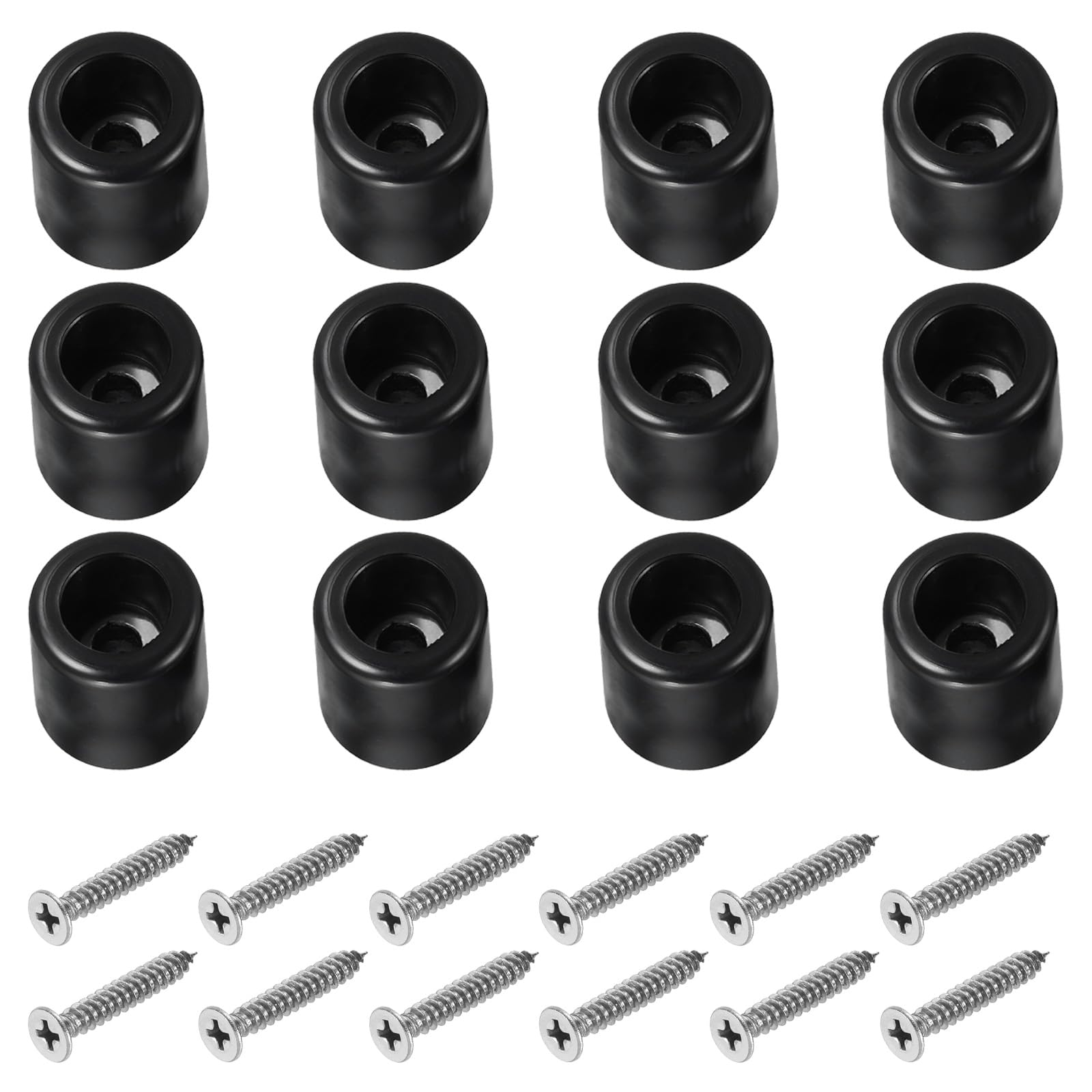 PATIKIL Cutting Board Feet, 12 Pack Round Rubber Feet Bumpers Non Slip Bumper Pads with Stainless Steel Screws for Furniture Chairs Desks Electronics (0.2"Wx0.88"H)