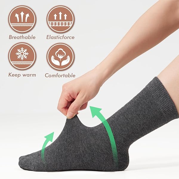 JAKIDAR CREW SOCKS CASUAL NEUTRAL COTTON SOCKS FOR TRENDY COZY ATHLETIC GIRLS SOCKS, 6 PAIRS SIZE 7-10 BROWN