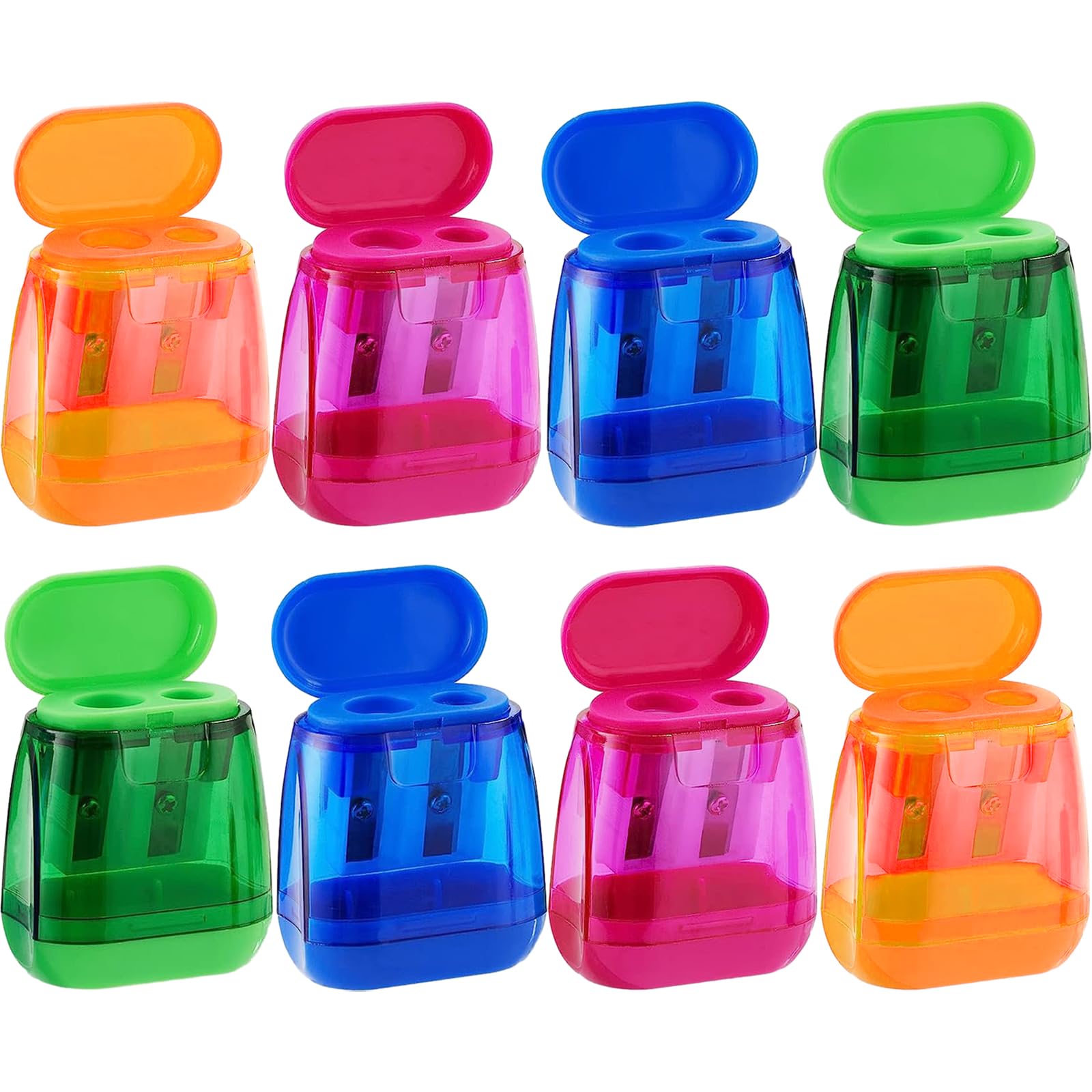 8 Pcs Eyeliner Sharpener, Eye Pencil Sharpeners Colorful Makeup Sharpener Lip Liner Sharpener Eyebrow Pencil Sharpener for Eyebrow Eyeliner 2 Holes, 4 Color