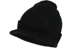 Armycrew Made in USA Government Issue Wool Ribbed Visor Beanie Cap