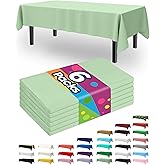 Pureegg Plastic Table Cloth Disposable 6 Pack, 54 x 108 Inch Table Cloths, Easter Party, Decorative Tablecloths, Rectangle, Light, Pastel Plastic Cover, Waterproof, Sage Green